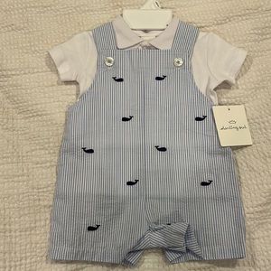NWT! Blue & white stripped whale outfit